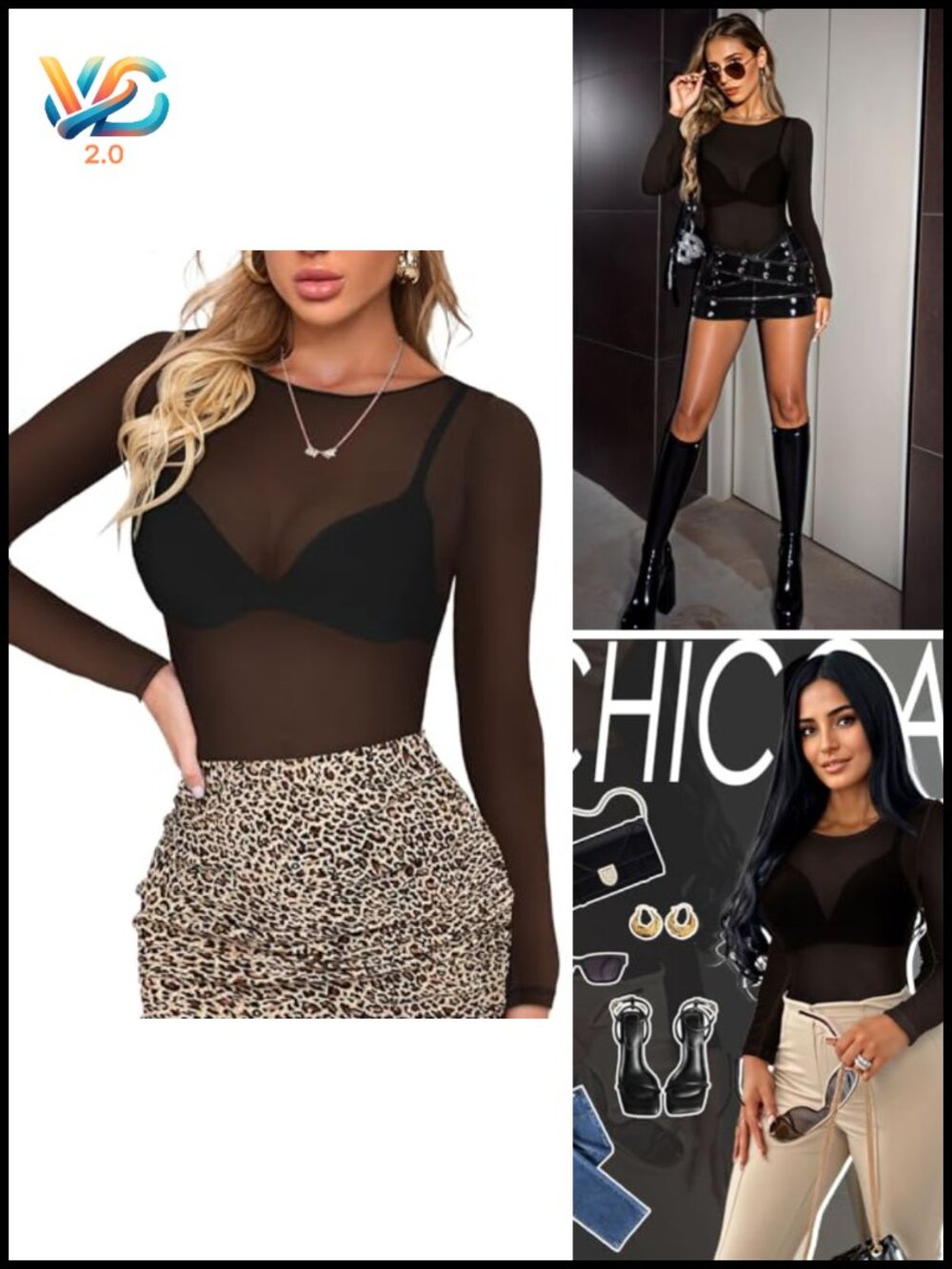 Sheer Long Sleeve Mesh Bodycon T-Shirt Clubwear See Through Top